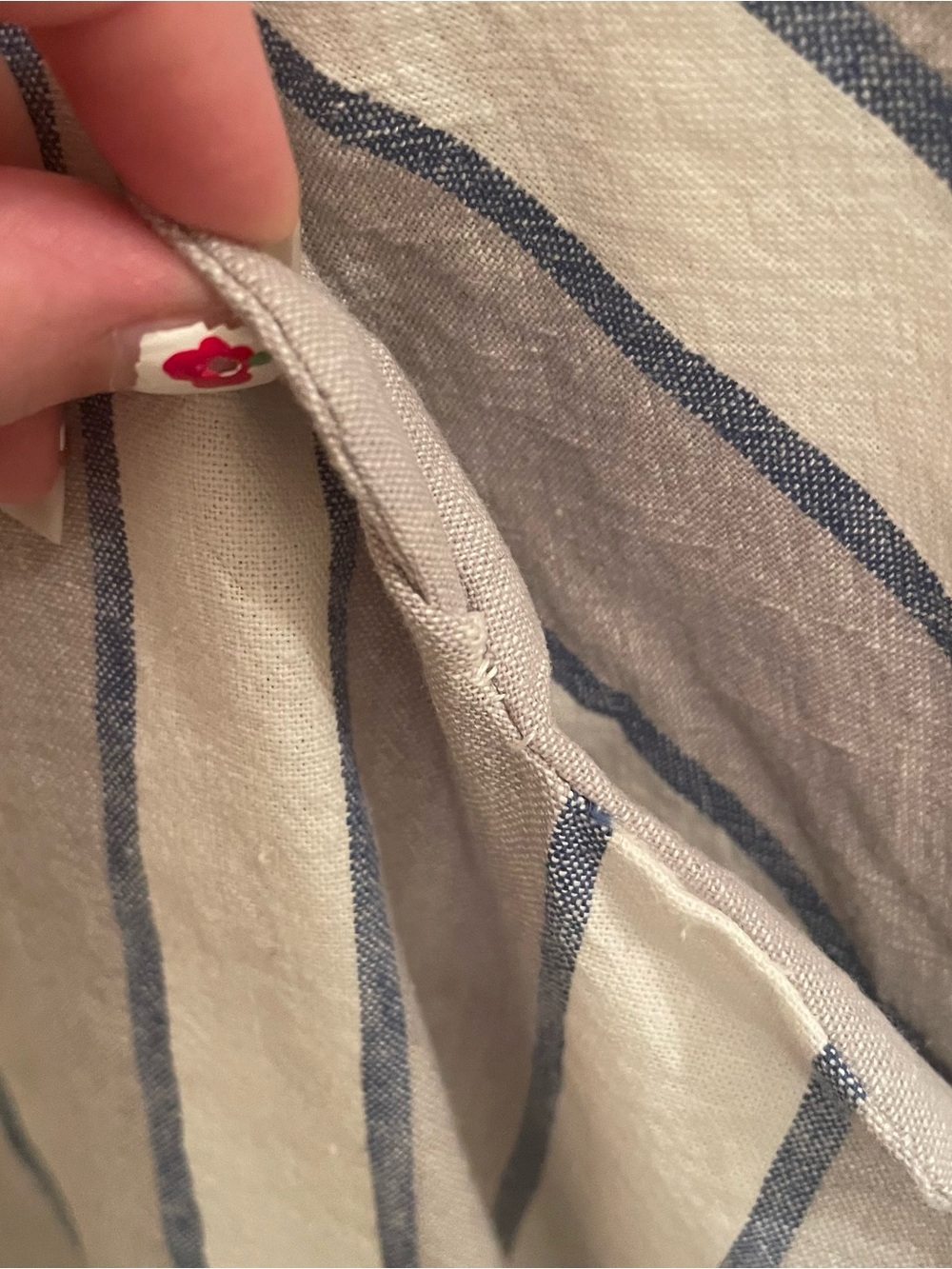 Stitch Fix Market & Spruce Sleeveless Linen Blend Striped Scalloped Dress - Picture 4 of 7